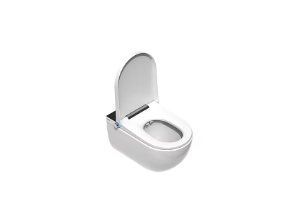 Modern White Ceramic Toilet With Open Lid Sleek Design Bathroom Fixture 3d model