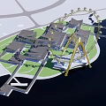Modern Commercial Complex With Ferris Wheel Waterfront Green Space And Architectural Design