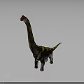 Realistic 3D Sauropod Dinosaur Standing With Red Head Long Neck Brown Yellow Striped Body