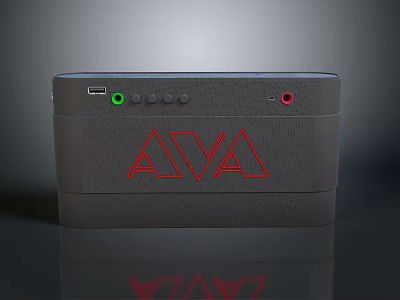 Gray AVA Electronic Device With USB Port Green Red Indicator Lights And Buttons 3d model