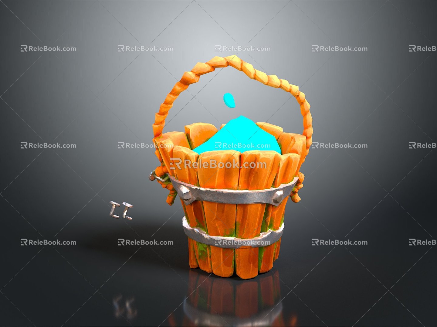 Wooden Barrel Water Barrel Old Wooden Barrel Water Barrel Pot Container Realistic 3d model