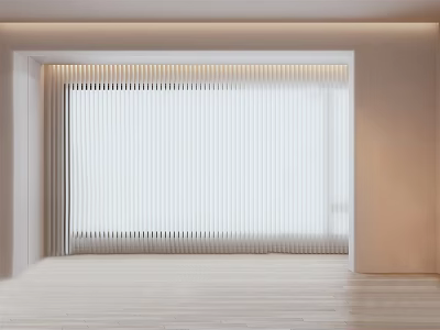 White Venetian Blinds In Modern Simple Interior Room With Light Wood Floor And Neutral Walls 3d model