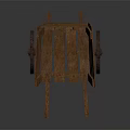 Vintage Wooden Cart With Planked Body And Single Spoked Wheel Design