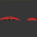 Red Bridge Models in Various Sizes and Designs for Display Collection 3d model