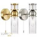Modern Gold And Silver Wall Sconces With Metal Base And Clear Ribbed Glass