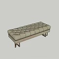 Light Gray Tufted Sofa Bench With Modern Wooden Legs And Comfortable Design