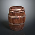Vintage Wooden Barrel With Rustic Metal Hoops And Brown Wood Finish