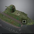 Military Tank Model With Green Camouflage Tracks Turret And Front Shovel
