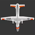 Aerospace Model Airplane With White Body Orange Blue Stripes And Wing Logo