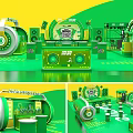 Energy Shopping Exhibition Booth Design With Green Yellow Theme And Headphone Decor