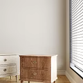 Light and Wooden Bedside Tables with Drawers and Smooth Finish Near Green Plant by Window