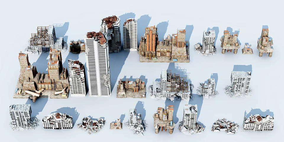 Diverse Building Components Models Showcasing Modern And Vintage Architectural Structures 3d model