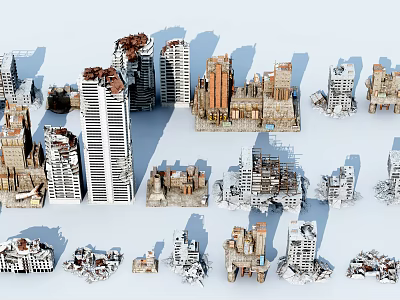 Modern ruins abandoned building 3d model Modern ruins abandoned building 3d model