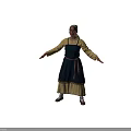 Woman In Traditional Clothing With Arms Outstretched Dark Apron Yellow Top And Pink Belt