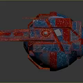 Sci Fi Mechanical Device With Red Blue Spherical Body Intricate Textures And Glowing Details