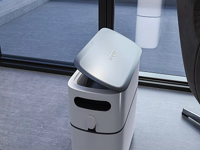 Modern Public Facility Trash Bin With Lid Design In Indoor Space 3d model