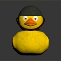 Playful Yellow Rubber Duck Wearing Green Helmet as Daily Life Essential