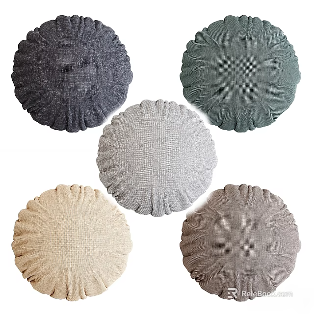 Assorted Color Round Cushions With Soft Textured Fabric For Home Decor 3d model 