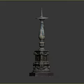 Traditional Ornate Decorative Column With Intricate Carved Details And Square Base