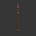 Orange Magic Staff With Crescent Moon Top And Purple Gemstone Decoration