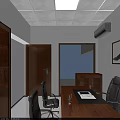 Modern Office Interior With Wooden Door Glass Partition Conference Table And Black Chairs