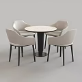 Modern Round Dining Table Set With Four White Chairs And Black Legs 3d model