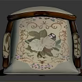Elegant Single Sofa With Wooden Frame And Floral Embroidery On Light Colored Backrest