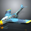 Detailed Military Airplane Design With Blue Green Camouflage Paint Yellow Wings And Nose