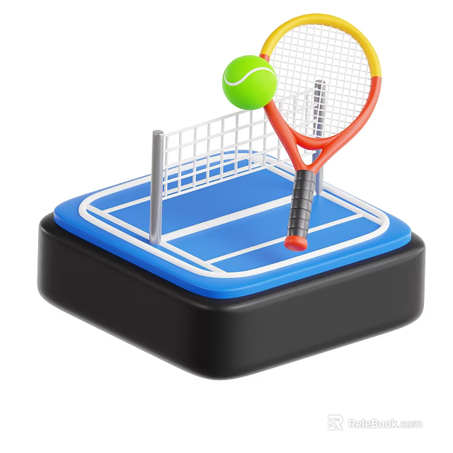 Mini Tennis Sports Equipment Set With Racket Ball Court And Net 3d model 