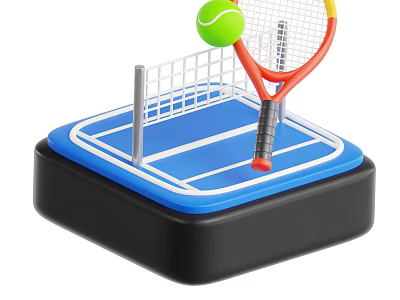 Mini Tennis Sports Equipment Set With Racket Ball Court And Net 3d model