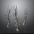 Natural Branch Sculptures with Wooden Trunks and Stone Bases for Indoor Home Decor