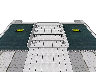 Garden Ornament With Stone Pathway Lush Green Areas And Decorative Lanterns 3d model