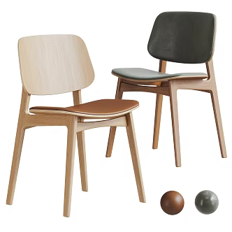 Nordic Single Chair Combination Dining Chair Book Chair Leather Single Chair Solid Wood Single Chair Log Style Single Chair Modern Single Chair 3d model