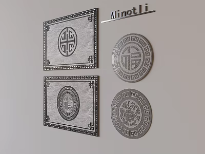 Minotli Traditional Floor Tiles With Chinese Patterns And Round Square Designs 3d model