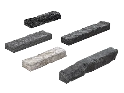 Decorative Natural Stone Strips With Various Colors And Textured Surfaces 3d model