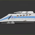 Modern White High Speed Train Model With Blue Stripes And Streamlined Design 3d model