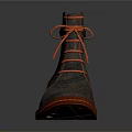 Textured Leather Gray Boots with Orange Laces and Wooden Sole Design