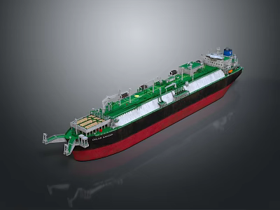 Detailed Oil Tanker Model With Green Deck White Hull And Red Bottom 3d model