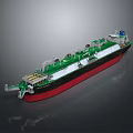 Detailed Oil Tanker Model With Green Deck White Hull And Red Bottom