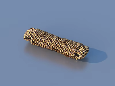 Golden Woven Cylindrical Household Item For Daily Home Use And Storage 3d model
