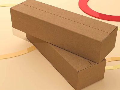 Stylish Decorative Ornament Set With Two Brown Cardboard Boxes And Colorful Circular Rings 3d model