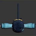 Short Hair Cat Ear Game Anime Character With Blue Hoodie Backpack Arms Outstretched