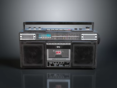 Vintage QFX Radio Cassette Player Retro Design With Dual Speakers And Tape Deck 3d model