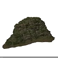 Natural Moss Covered Rock Formation With Stacked Structure And Ground Base 3d model