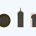 Decorative Casement Windows In Circular Arched And Rectangular Designs With Ornate Details 3d model