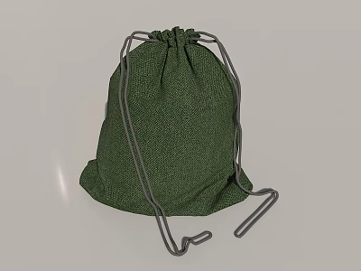 Green Canvas Drawstring Bag With Simple Design And Practical Drawstring Closure For Everyday Use 3d model