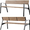Modern Wooden Outdoor Benches With Black Metal Legs And Simple Design