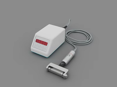 Medical Device White Unit With Red Digital Display Gray Cable Silver Probe On Metal Stand 3d model