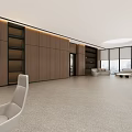 Elegant Modern Office Open Space With Sofas Round Coffee Tables Large Windows And Wooden Bookshelves