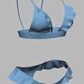 Blue Ruffled Bikini Set With Stylish Top And Bottom Swimwear Design